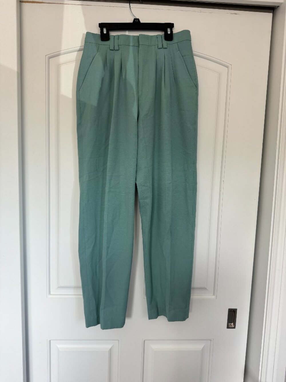 VINTAGE 10P DK Gold Women's Seaglass High Rise Pleated Pant Green Blue